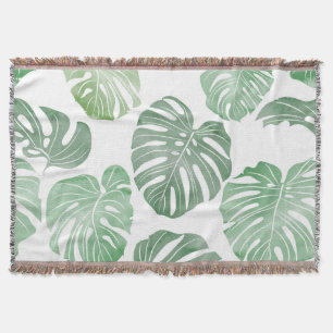 Watercolor monster, tropical seamless wallpaper. throw blanket