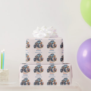Watercolor Monster Truck boy Birthday  Wrapping Paper