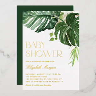 Watercolor Monstera Greenery Tropical Baby Shower