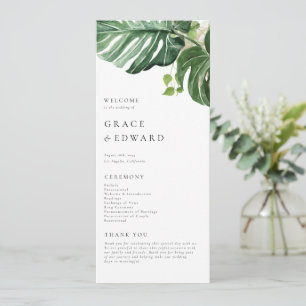 Watercolor Monstera Greenery Tropical Wedding Programme