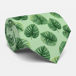 Watercolor Monstera Leaf Pattern Tie