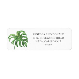 Watercolor Monstera Leaf Return Address Label