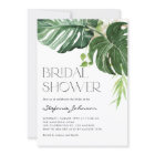 Watercolor Monstera Leaves Tropical Bridal Shower