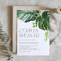 Watercolor Monstera Leaves Tropical Couples Shower