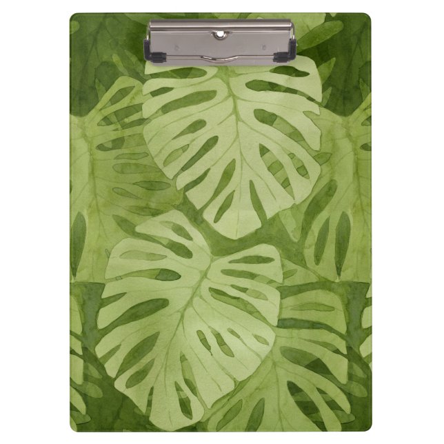 Watercolor Monstera Pattern Clipboard (Front)