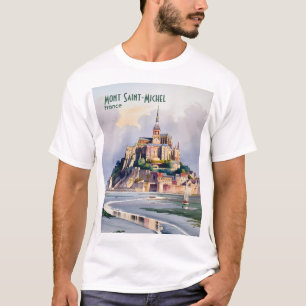 Watercolor Mont Saint Michel France Vintage Travel T-Shirt