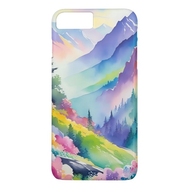 watercolor montain&rainbow phone case (Back)