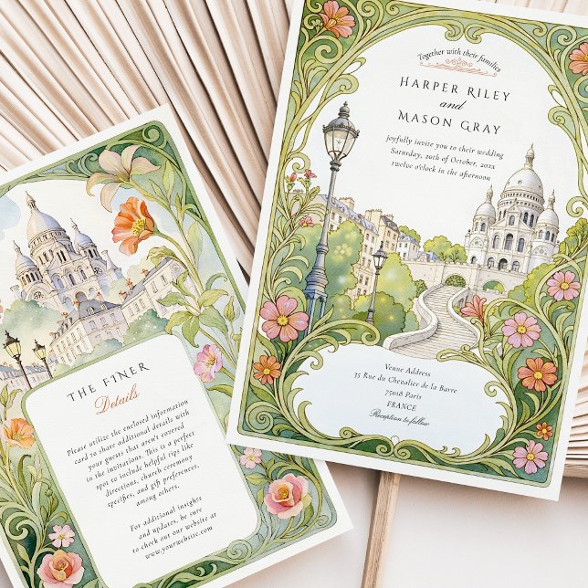 Watercolor Montmartre Paris Wedding Invitation (Creator Uploaded)
