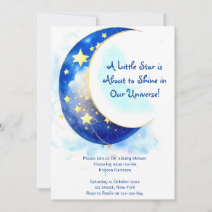 Watercolor Moon and Stars Baby Shower Invitation