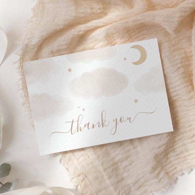 Watercolor Moon and Stars Baby Shower Thank You Card (Creator Uploaded)
