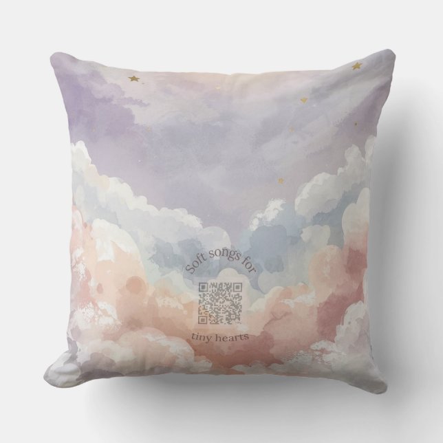 Watercolor Moon & Cloud Nursery Pillow | Music (Front)