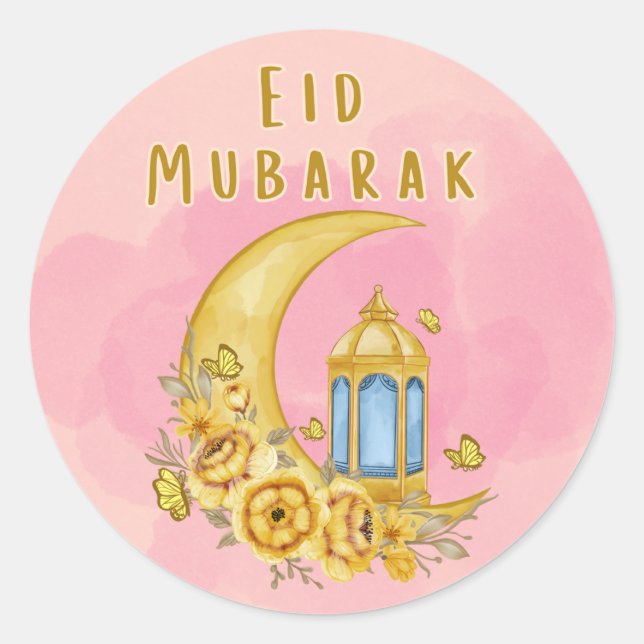 Watercolor Moon Eid Mubarak Sticker (Front)