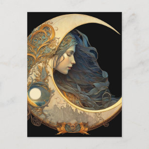 Watercolor Moon Goddess Holiday Postcard