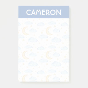 Watercolor Moon Stars and Clouds Pattern Post-it Notes