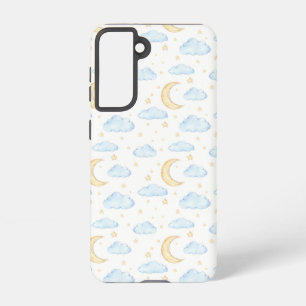 Watercolor Moon Stars and Clouds Pattern Samsung Galaxy Case