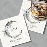 Watercolor Moon Stars Celestial Wedding