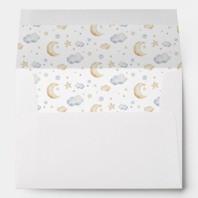 Watercolor Moon Stars & Cloud Pattern Envelope (Back (Bottom))