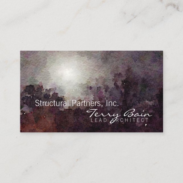 Watercolor Moonlight Architect Business Card (Front)