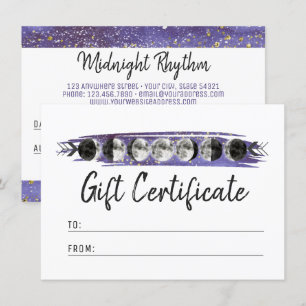 Watercolor Moons Lunar Cycle Gift Certificate Card