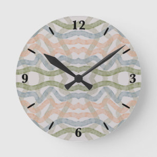 Watercolor Mopping Brushstrokes Pattern In Pastel Round Clock