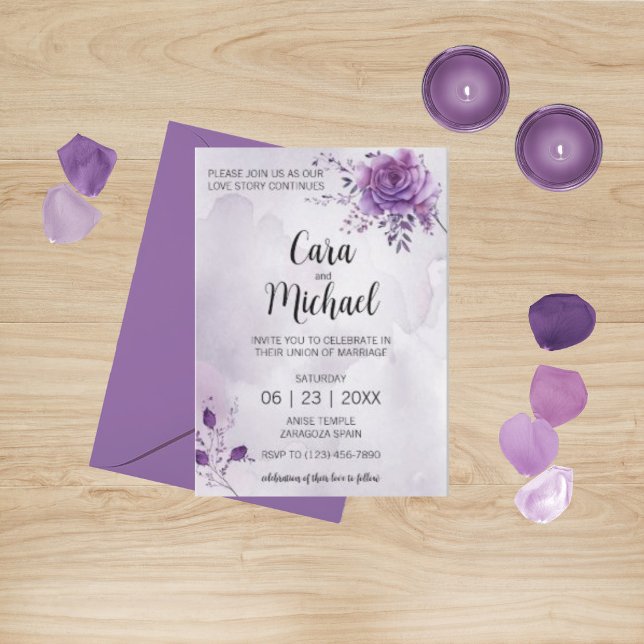 Watercolor Morada Wedding Invite (Creator Uploaded)