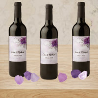 Watercolor Morada Wedding Wine Label