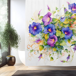 Watercolor Morning Glory Magic Shower Curtain