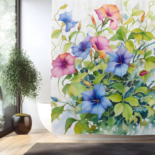 Watercolor Morning Glory Magic Shower Curtain