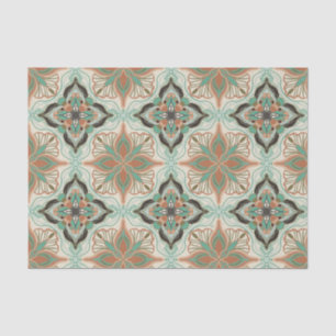 Watercolor Moroccan Floral Tile Pattern Tissue Paper