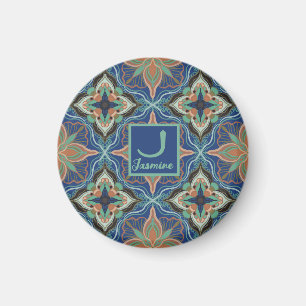 Watercolor Moroccan Marrakech Floral Personalised Magnet