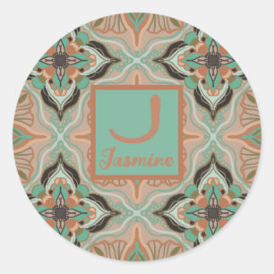 Watercolor Moroccan Pastel Floral Personalised Classic Round Sticker