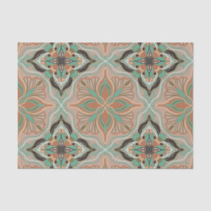 Watercolor Moroccan Pastel Floral Tile  Tissue Paper