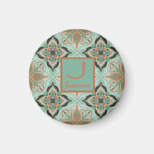 Watercolor Moroccan Vintage Floral Personalised Magnet