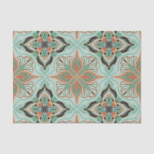 Watercolor Moroccan Vintage Floral Tile Tissue Paper