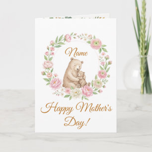 Watercolor Mother and Baby Bear Mother's Day Card