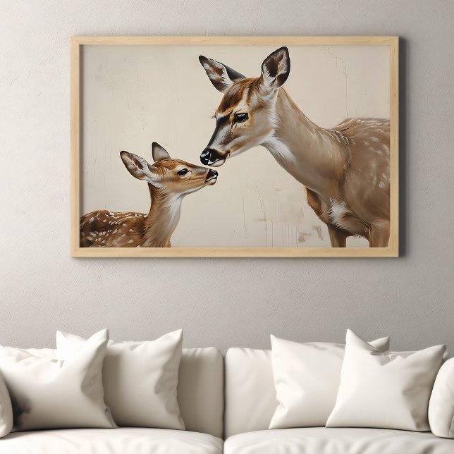 Watercolor Mother Deer and Fawn Nature Art Poster (Creator Uploaded)