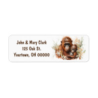 Watercolor Mother Monkey With Baby