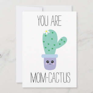 Watercolor Mothers Day Funny Kawaii Cactus Cards