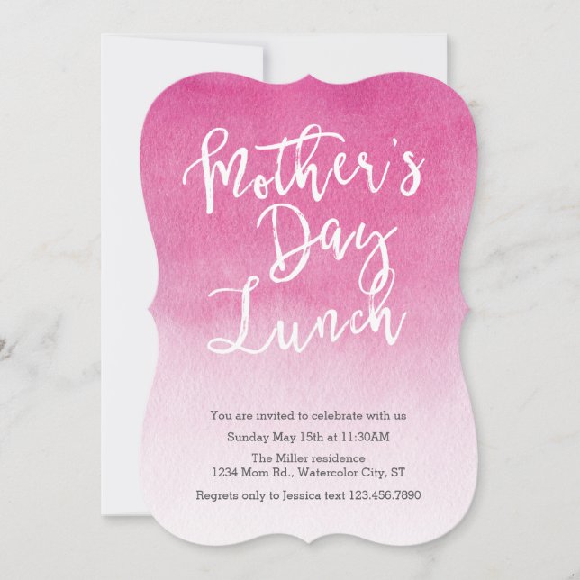Watercolor Mother's Day Lunch Invitation (Front)