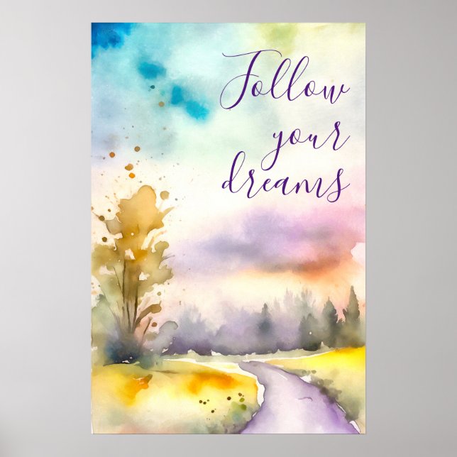 Watercolor Motivation Poster Print Wall Art (Front)