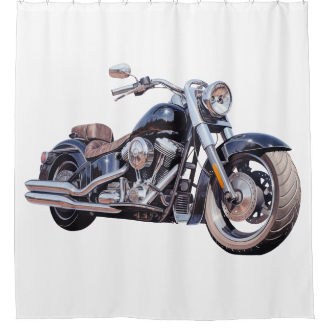 Watercolor motorcycle shower curtain (Front)