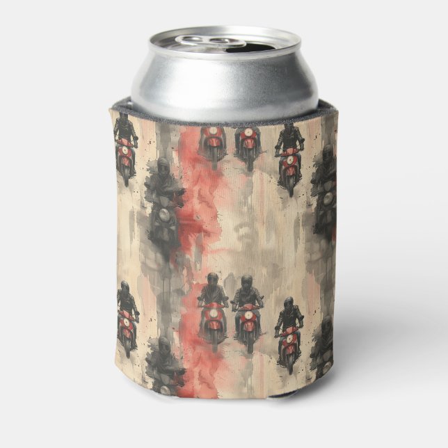 Watercolor motorcycles, bikers, racing, motorcycli can cooler (Can Back)