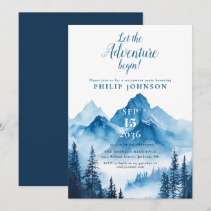 Watercolor Mountain Adventure Retirement Party Invitation