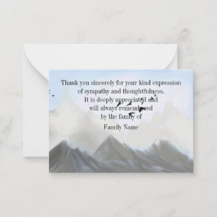 Watercolor Mountain After Funeral Thank You Cards