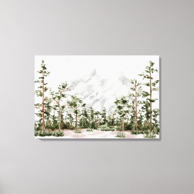 Watercolor Mountain and Forest Canvas Print (Front)
