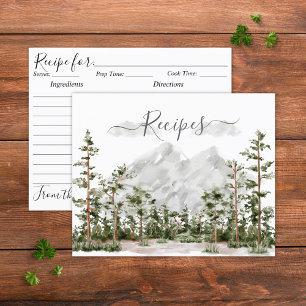 Watercolor Mountain and Forest Recipe Card