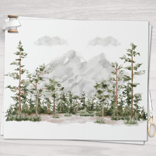 Watercolor Mountain and Forest Wrapping Paper