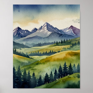 WATERCOLOR MOUNTAIN ART Poster