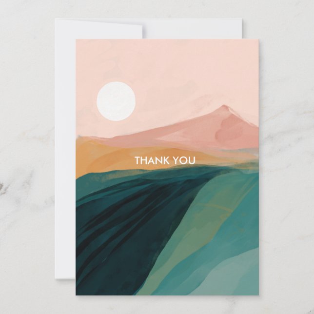 Watercolor Mountain Blank Thank You Card (Front)
