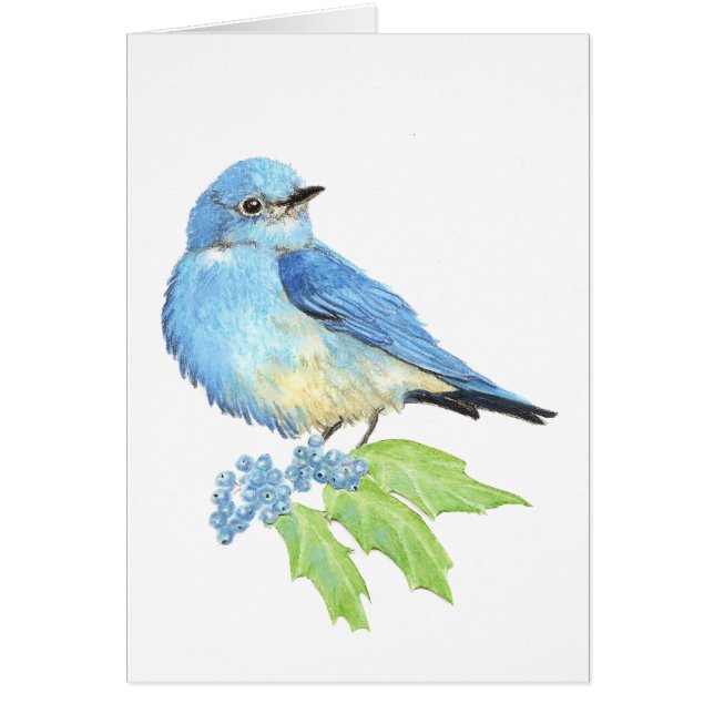 Watercolor Mountain Bluebird Blue Bird Art for the (Front)